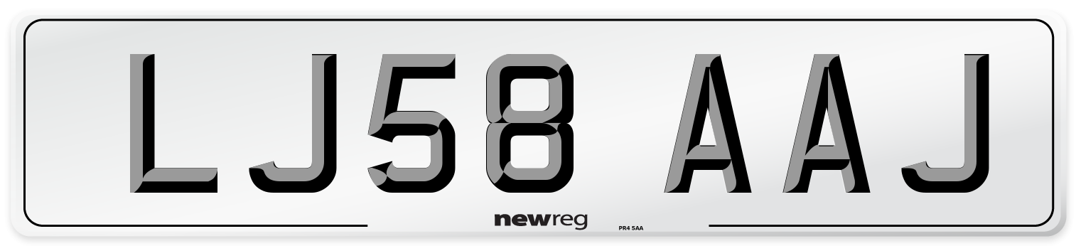 LJ58 AAJ Number Plate from New Reg